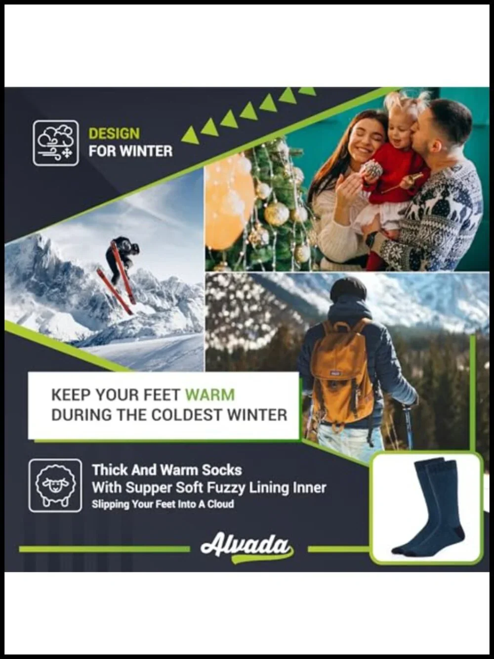 Wool Blend Thermal Hiking Boot Socks with Arch Compression Support